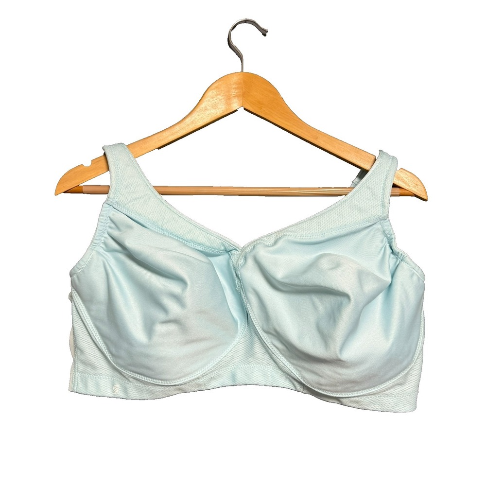 Glamorise Sport Bra UK 44E Blue Pastel Full Coverage Soft Cup Minimalist Y2K